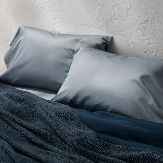 King 600 Thread Count Sateen Pillowcases Mineral Blue - Casaluna™