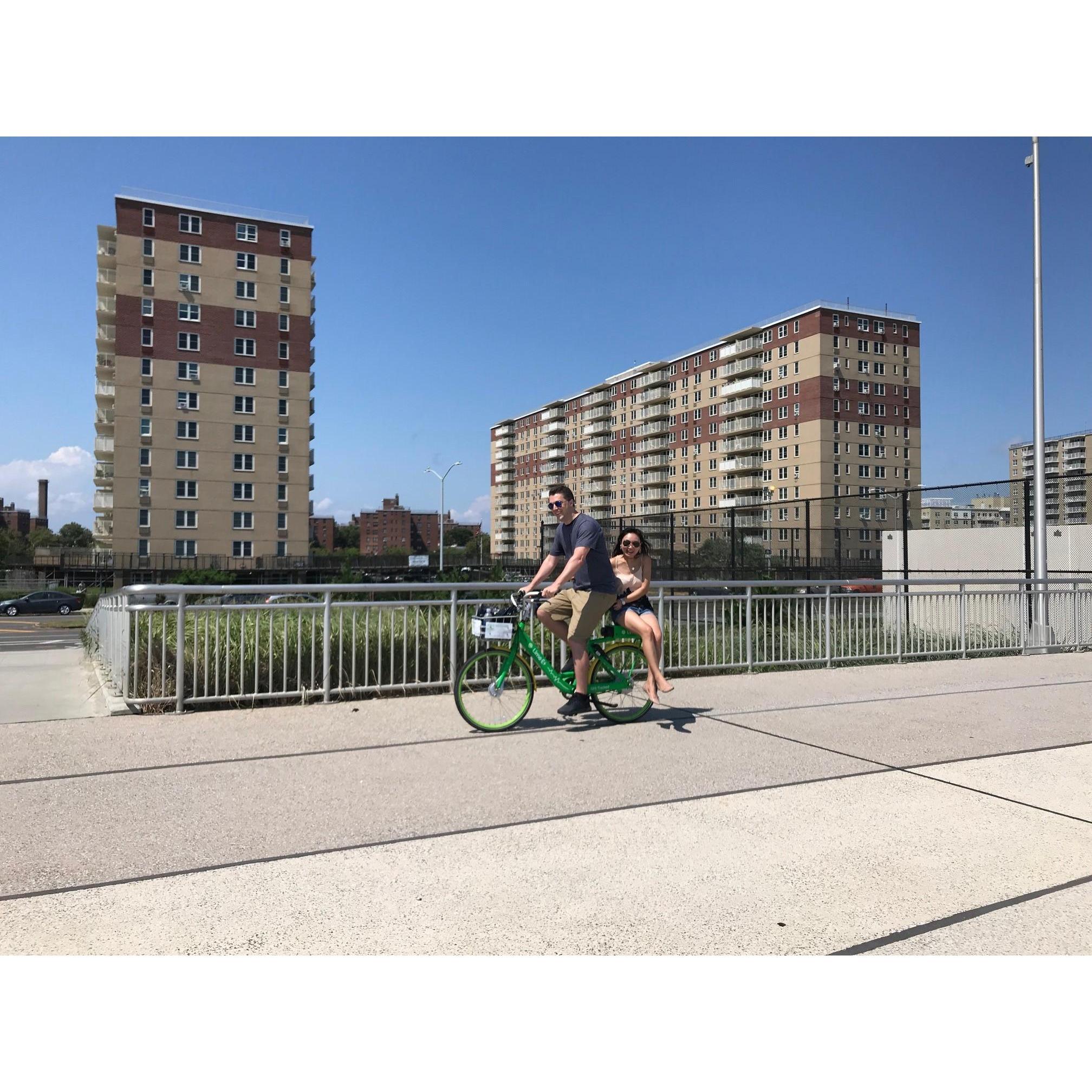 Our first 2-in-1 bike ride.