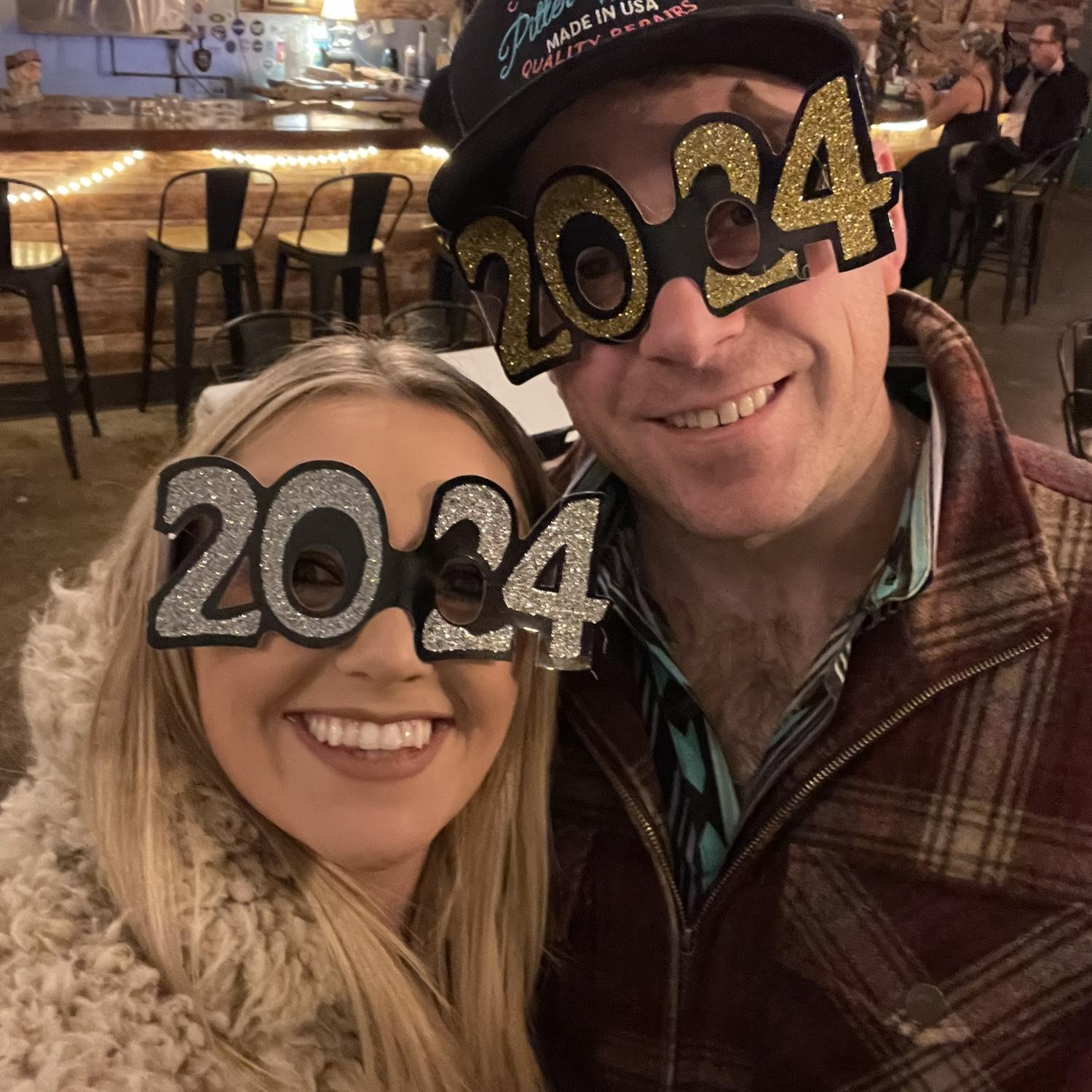 Ringing in the New Year in Tehachapi, CA on their way to Olivia’s house in Texas. Happy Wedding Year!