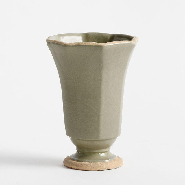 Ceramic Faceted Vase Medium Green
