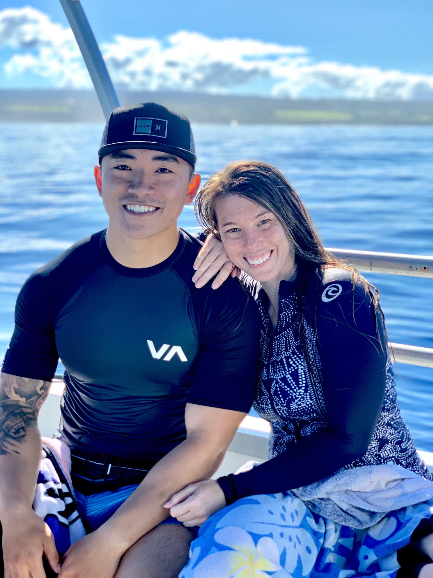 Celebrating our one-year anniversary swimming in open water with sharks!