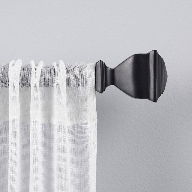 66"-120" Napoleon Adjustable Curtain Rod and Coordinating Finial Set Matte Black - Exclusive Home