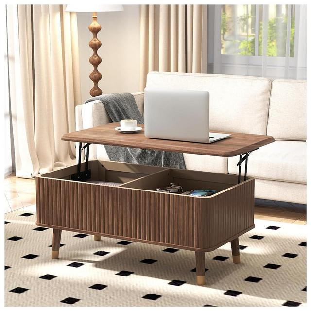 JOINICE Lift Top Coffee Table with Storage,Mid-Century Modern Coffee Table with Lifting Top,Rectangular Center Table for Living Room,for Dining,Working,Playing Games Desk,Rustic