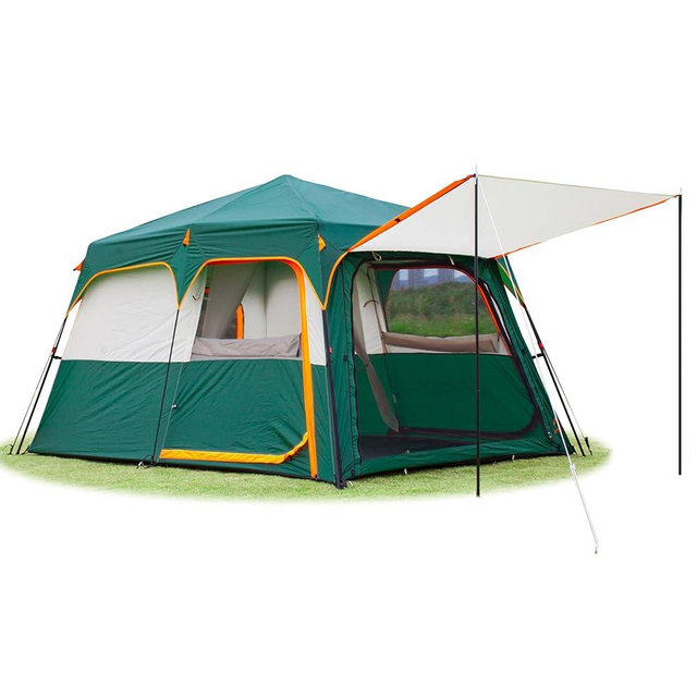 KTT Extra Large Tent 6-10-12-14 Person(B),Family Cabin Tents,2 Rooms,3 Doors and 3 Windows with Mesh,Straight Wall,Waterproof,Double Layer,Big Tent for Outdoor,Picnic,Camping,Family Gathering