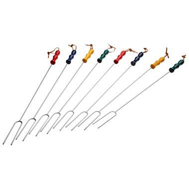 CS-2200 Rome's 8 Piece Marshmallow Roasting Fork Set, Chrome Plated with Multi Colored Handles