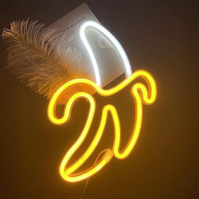 ENUOLI Banana Neon Signs,Banana Neon Light 11.4"x7.9" inch LED Neon Lights for Wall Decor,USB/Battery Powered Night Lamps Light Up Signs for Christmas,Birthday Party, Kids Living Room,Home Decor