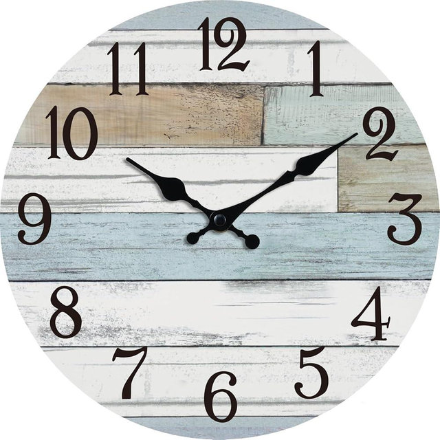 KECYET Wall Clock Battery Operated 10 Inch Silent Non Ticking Coastal Design Country Rustic Retro Decorative for Bathroom Kitchen Living Room Bedroom