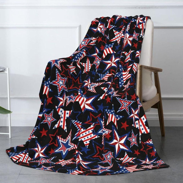 American Patriotics Blanket Skirt Stars and Stripes 4th of July Memorial DayChristmas throw blanket travel blanket Warm Flannel Fleece Blankets Cozy Soft Blanket Gifts for Women Men Girls Boys 50"x40"