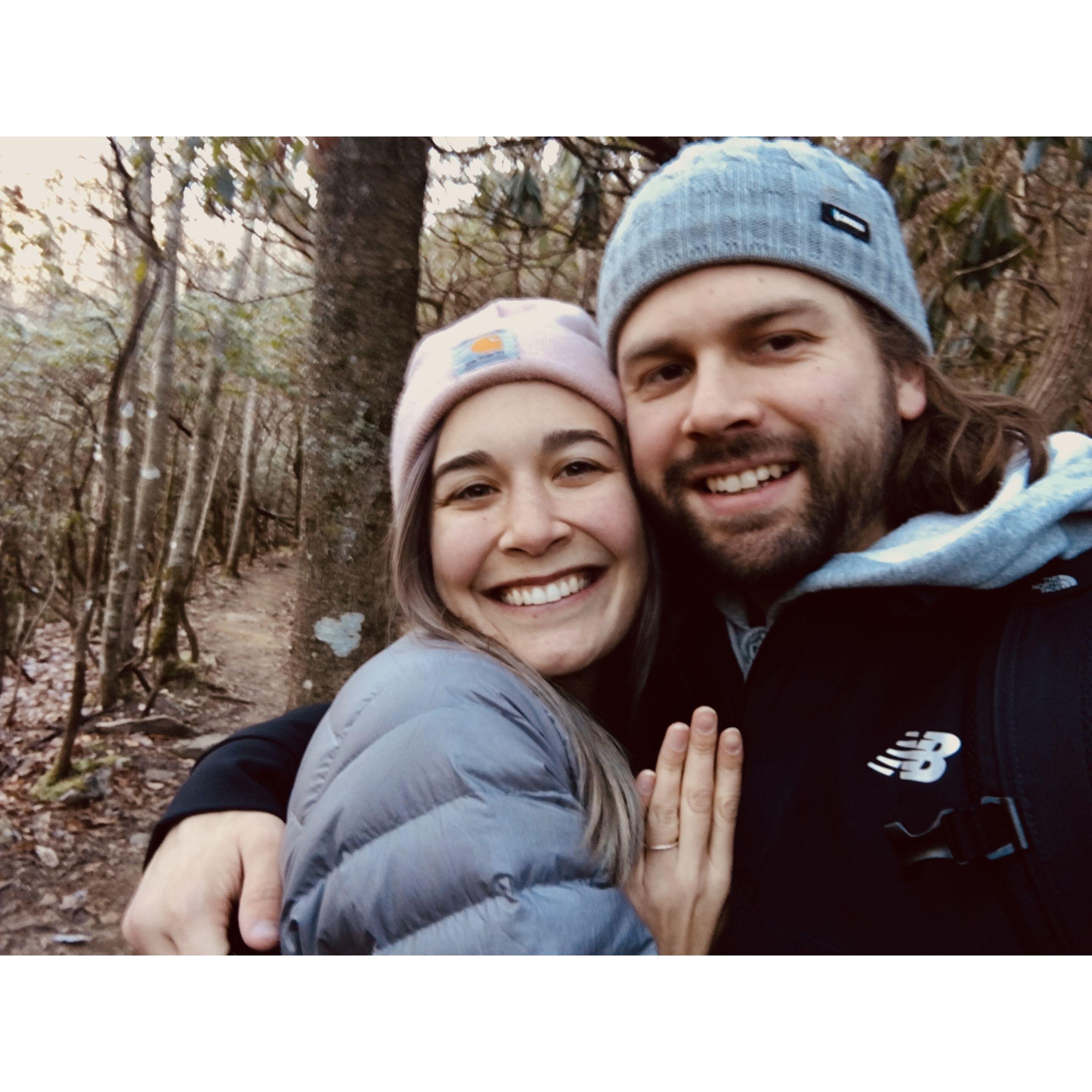 Right after Danny proposed on a hike in Asheville :) (Dec 2021)