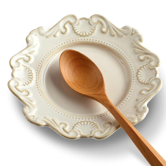 Yiyiring Ceramic Spoon Rest for Stove Top Vintage Farmhouse 6 Inch Embossed Cooking Spoon Holder Kitchen Accessories Dishwasher for Kitchen Counter Utensil Rest for Ladle Spatula Spoons