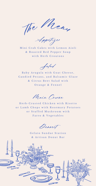 Josette | Cornflower Blue | Zola Wedding Menus