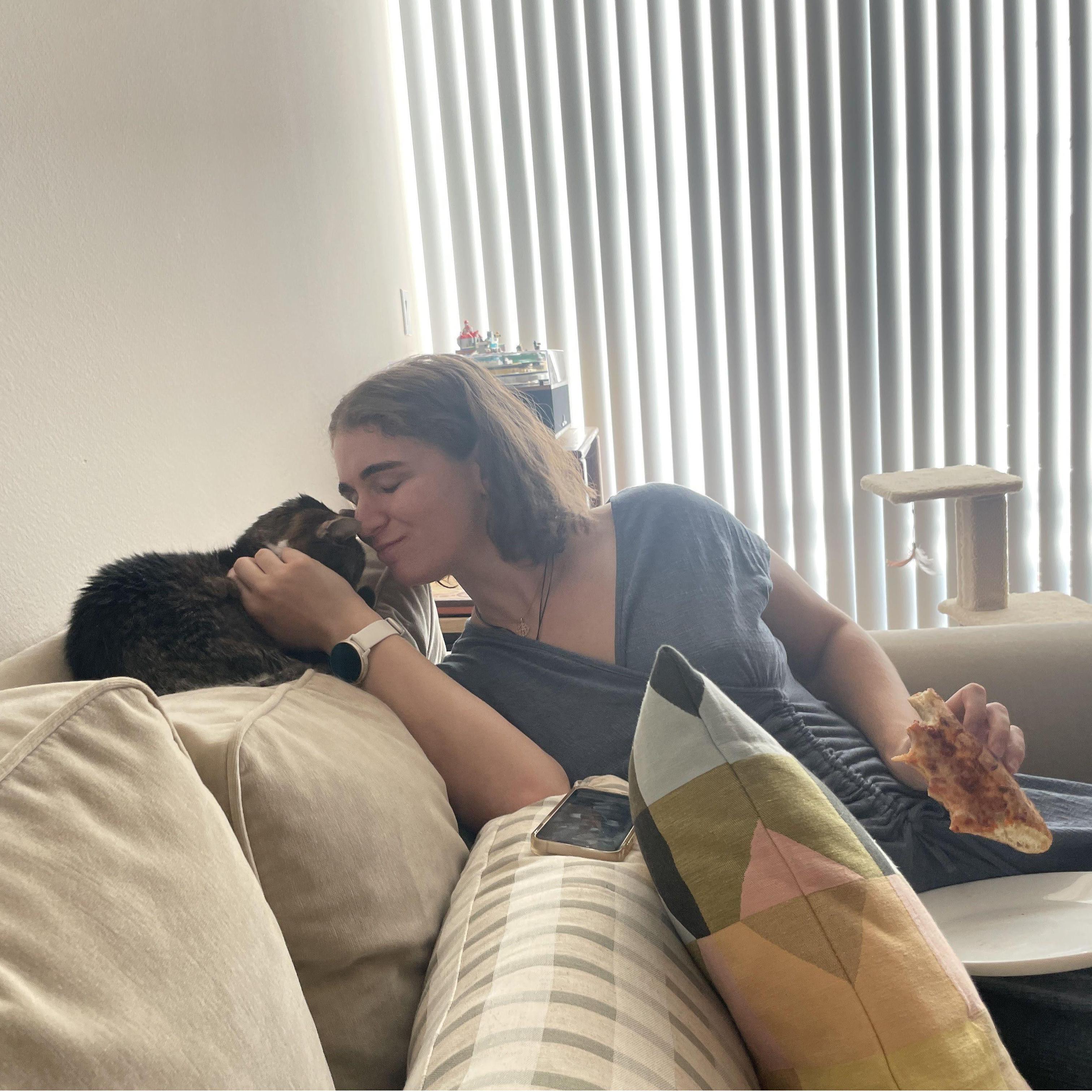 Allie's two great loves pre-Miles: cats, and food