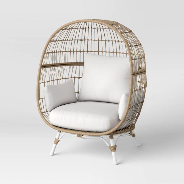 Southport Patio Egg Chair with Metal Legs - Natural/White - Opalhouse™