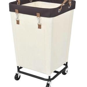 StorageWorks 160L Laundry Basket with Wheels, Large Rolling Hampers for Clothing Organizer, Dirty Clothes Basket for Hotel, Home, Closet, Dorm, Beige