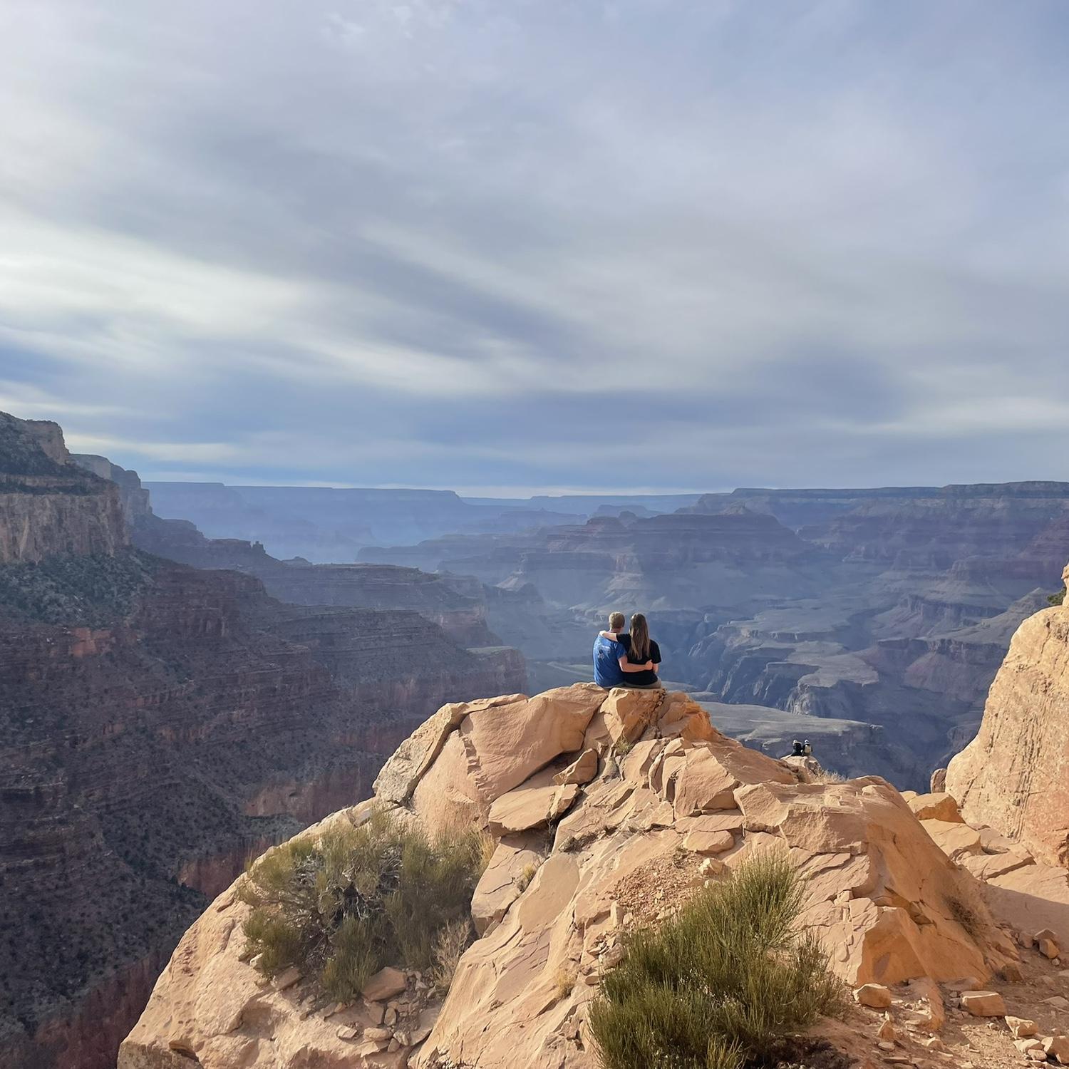 A super nice stranger saw us sitting here and offered to take our photo (Grand Canyon trip, March 2025)
