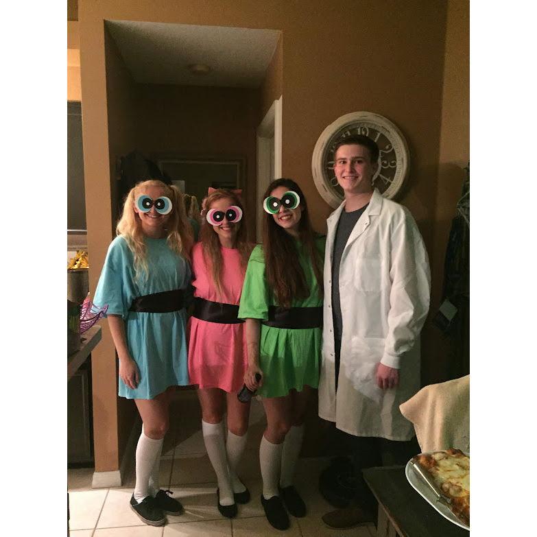 Halloween party as the Powerpuff girls and the Professor 2019