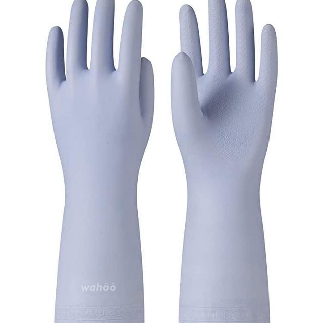 LANON Wahoo PVC Household Cleaning Gloves, Reusable Unlined Dishwashing Gloves, Non-Slip, Small