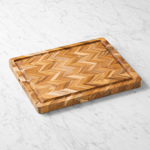 Williams Sonoma Herringbone Cutting and Carving Board, Teak, 16" x 20"