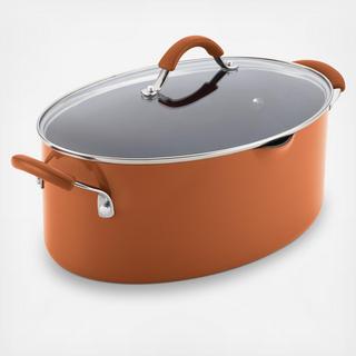Cucina Nonstick Covered Oval Pasta Pot with Pour Spout