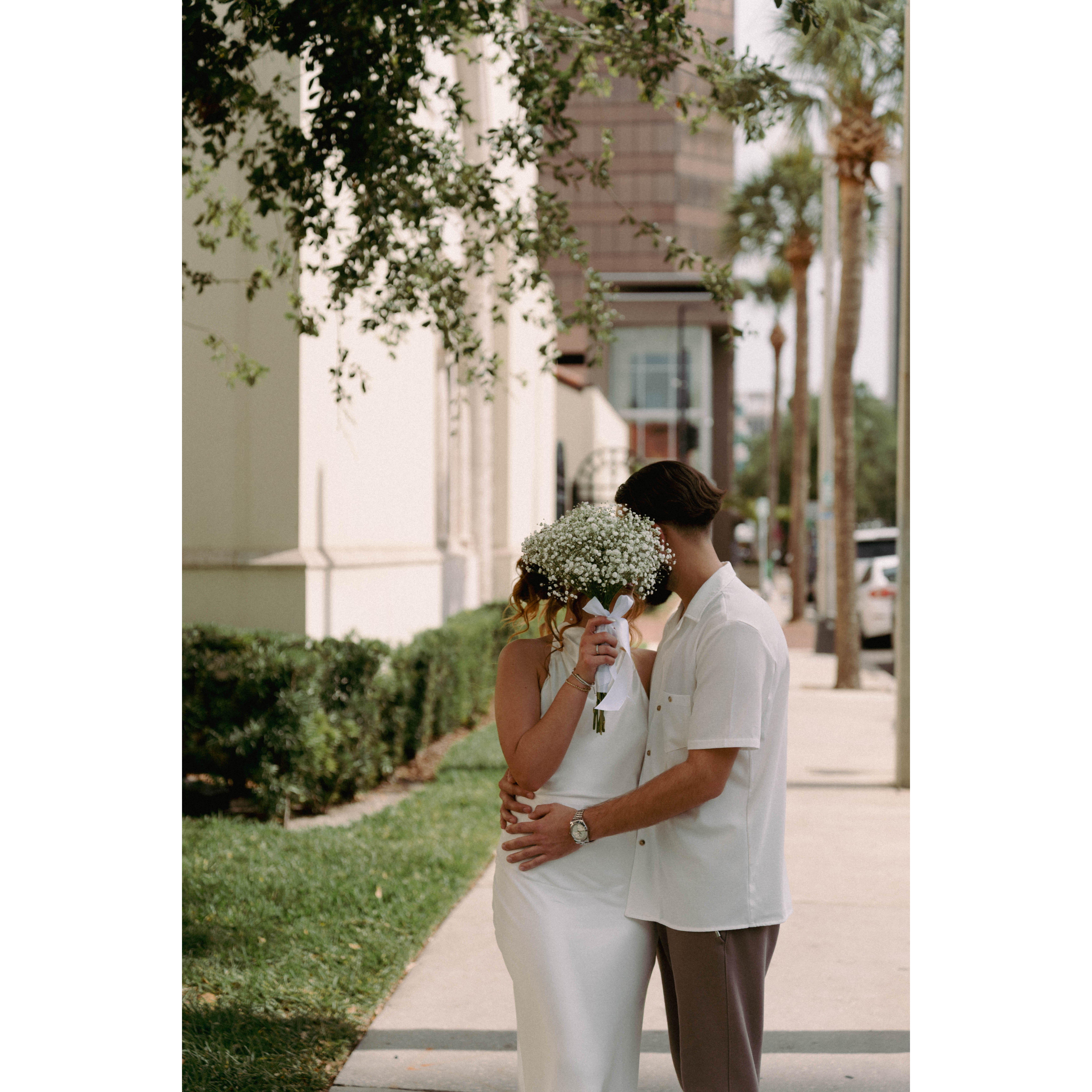Hiding behind flowers, but love like this can’t be hidden.