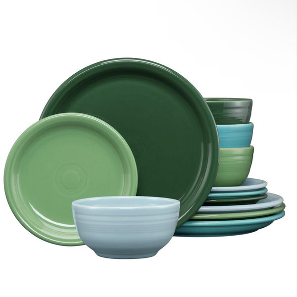 Mixed Aegean Bistro Coupe 12-Piece Dinnerware Set, Service for 4
