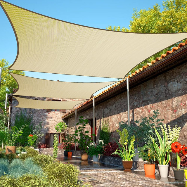 ShadeMart 10' x 13' Beige Rectangle Sun Shade Sail, UPF50+ UV Block 200GSM Heavy Duty Breathable HDPE Fabric Canopy for Patio, Garden and Carport