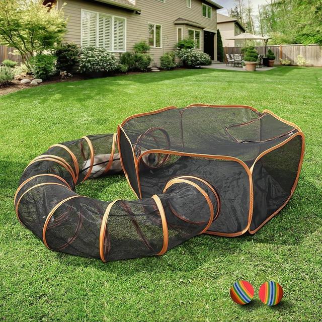 MAMI&BABI Outdoor Cat Enclosures for Indoor Cats,Foldable Outside Cat Playpen Enclosed with Tunnel,Pet Tents Enclosure for Cats,Puppy,Rabbit and Other Small Animals