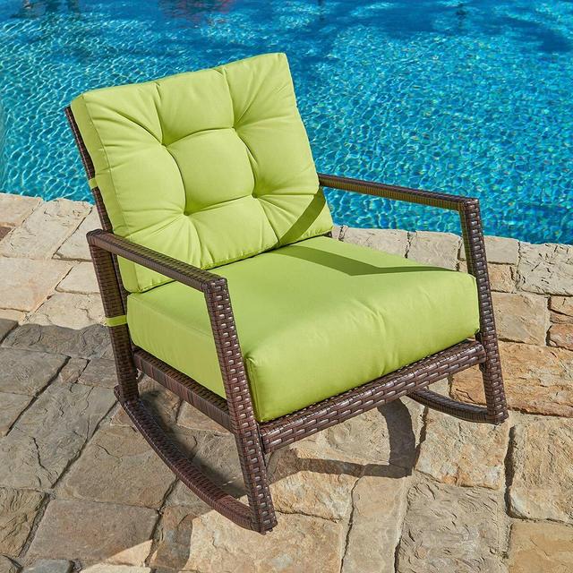 Outdoor Albrechtice Rocking Wicker/Rattan Chair with Cushions