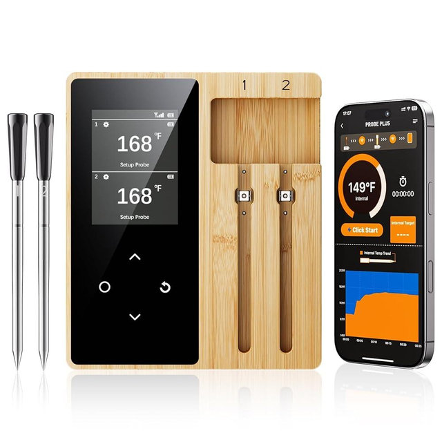 Newise Wireless Meat Thermometer Digital with 2 Probes, Long Range Bluetooth Food Thermometer with Smart APP Alerts for Cooking, Grill, AirFryer, Valentines Day Perfect Gifts for Him