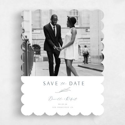 White Scalloped Wedding Save the Date - Avila Portrait