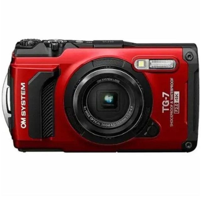 Olympus - OM SYSTEM TG-7 4K Video 12 Megapixel Waterproof Digital Camera - Red