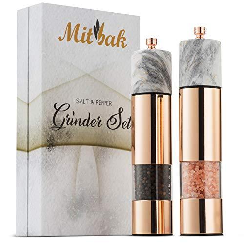 MITBAK Salt and Pepper Grinder Set | Salt and Pepper Mills Easy to Use and Equipped with Adjustable Coarseness And Ceramic Mechanism | Unique Kitchen Gadgets and Tools Packaged in a Stunning Gift Box