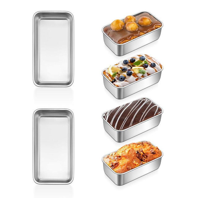 P&P CHEF Mini Loaf Pans Set, 6 PCS Small Bread Loaf Pan for Baking, 6.3 x 3.5 Inch Stainless Steel Baking Pans for Homemade Bread, Meatloaf, Cake and Brownies, Healthy & Non Toxic, Dishwasher Safe