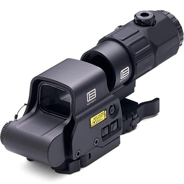 HHS V Holographic Hybrid Sight - EXPS3-4 with G45 Magnifier, 5 Power Magnifier with Quick Disconnect, Switch to Side (STS) Mount in Black