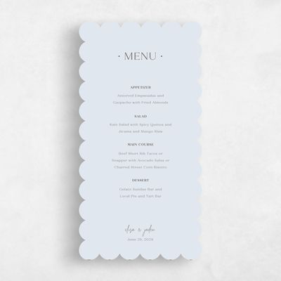 Blue Scalloped Wedding Menu - Bayway