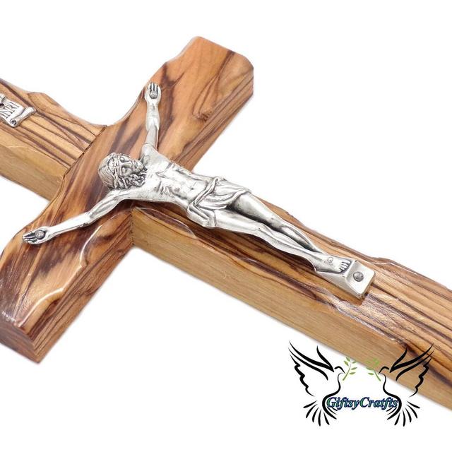 Wall Crucifix. Olive Wood Cross. Wall Hanging For Decor. Baptism. Communion. Confirmation Gift. Blessing Holy Crucifix For Mother's Day.