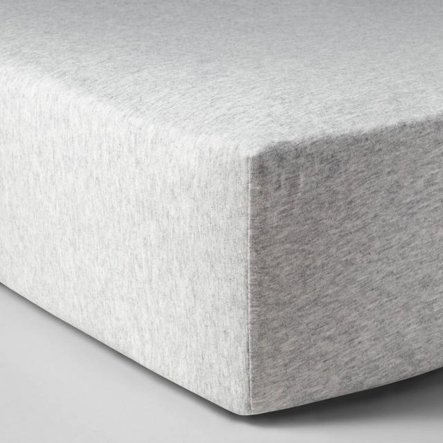 Fitted Crib Sheet Jersey Knit Heather Gray - Cloud Island™ Gray