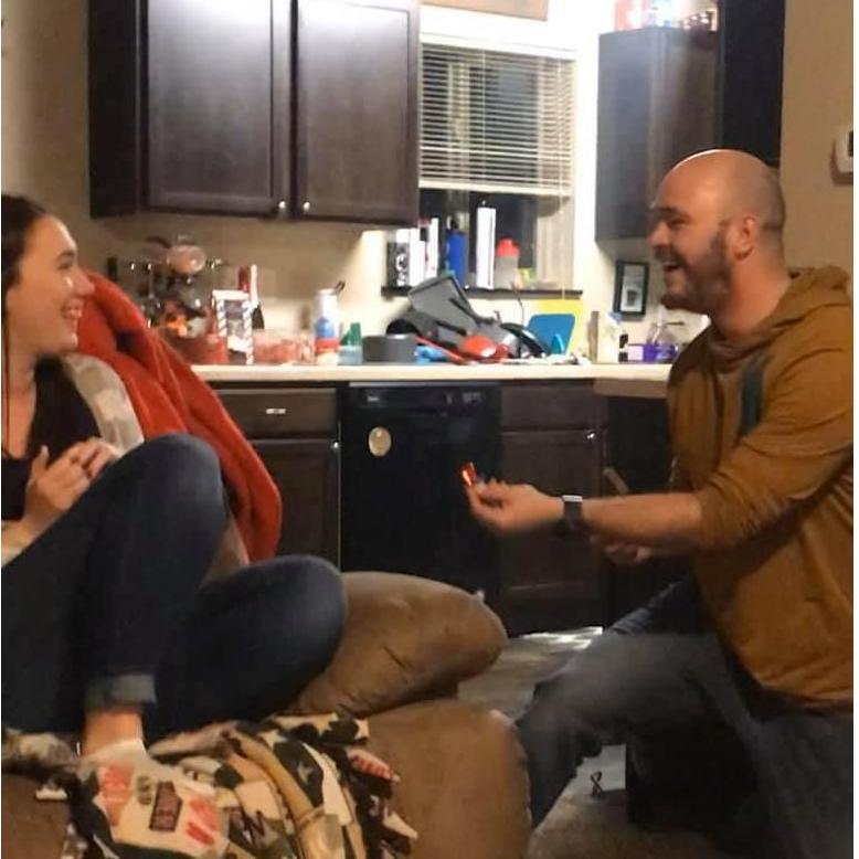 Jacob had been teasing me for months with a ring pop, so when he pulled this out I wasn't expecting the real ring to be next!