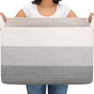 OIAHOMY Extra Large Blanket Basket, 95L, Gradient Grey