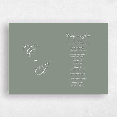 Sage, Green Wedding Program - Wilmington