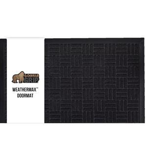 GORILLA GRIP Midnight Maze Color 100% Waterproof All-Season WeatherMax Doormat, 47x35, US Designed Natural Rubber, Stain and Fade Resistant, Low Profile Indoor Outdoor Door Mats, Easy Clean Patio Mat, Midnight Maze