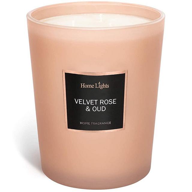 HomeLights Scented Candles | Large Jar Candle - 33.3 Oz. Natural Soy Aromatherapy Candles | 60+ Hour Burn Time with 3 Cotton Wicks, Home Decorative Fragrance Candles Gift - Velvet Rose Oud