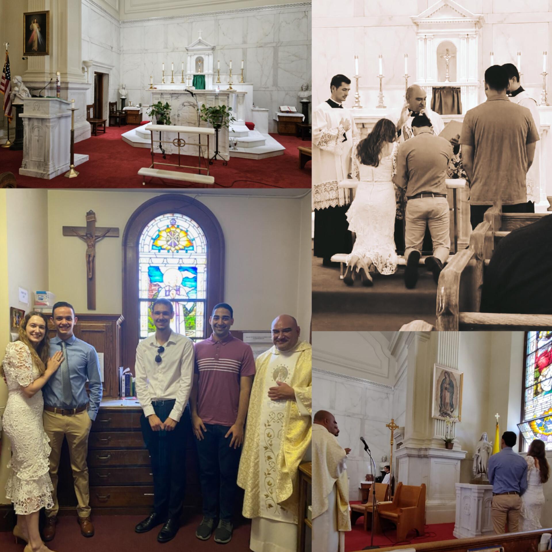 Our betrothal mass! Special thanks to Father Preston for helping us take the first step towards uniting ourselves fully together in Christ. / Nuestra misa de compromiso! Un agradecimiento especial al Padre Preston por ayudarnos a tomar el primer paso hacia unirnos plenamente en Cristo.