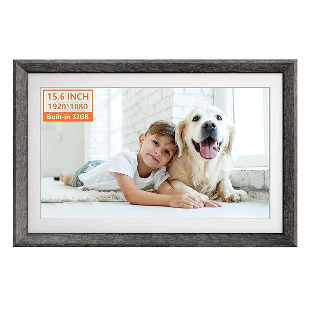 15.6 Inch 32GB Storage WiFi Digital Photo Frame 1920*1080 IPS FHD Smart Digital Picture Frame, Wall Mountable, Auto-Rotate, iOS and Android，Simple Setup to Share Photos or Video, Gifts for loved one