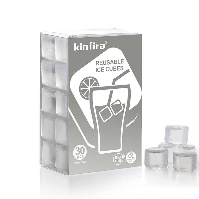 30 PCS Reusable Ice Cubes for Drinks - Refreezable Plastic Ice Cubes to Cool Drinks without Diluting Pretty Good for Parties BPA Free Dishwasher Safe White Clear