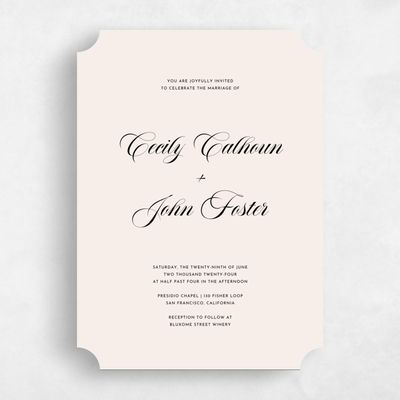 Beige Ticket Wedding Invitation - Wilmington Portrait