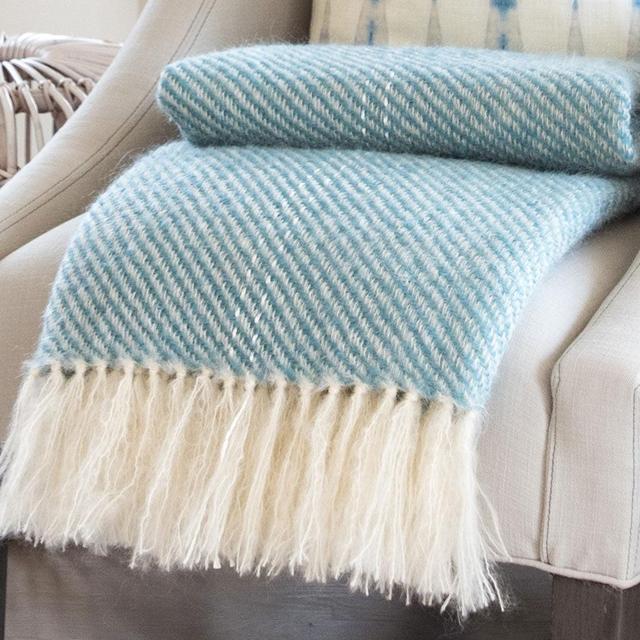 Nantucket Looms Blue-Green Handwoven Mohair Throw