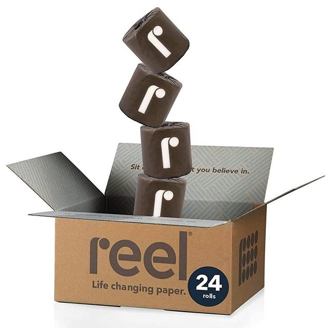 Reel Premium Bamboo Toilet Paper - 24 Rolls of Toilet Paper - 3-Ply Made From Tree-Free, 100% Bamboo Fibers - Eco-Friendly and Zero Plastic Packaging
