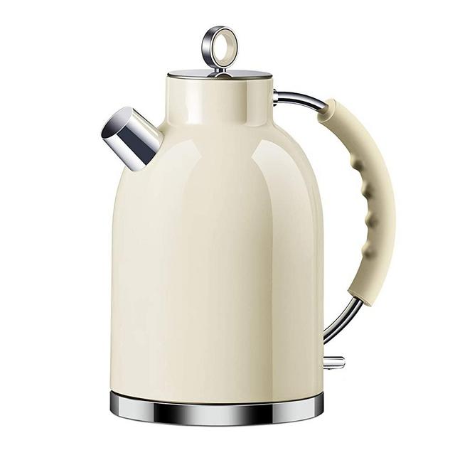 Electric Kettle, ASCOT Stainless Steel Electric Tea Kettle, 1.7QT, 1500W, BPA-Free, Cordless, Automatic Shutoff, Fast Boiling Water Heater -Beige