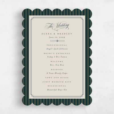 Green Scalloped Wedding Program - Loren